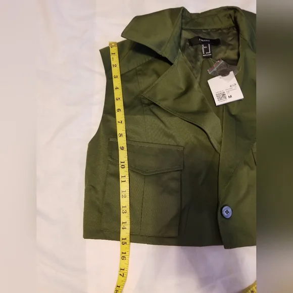 NWT Forever 21 Vest Women's Color Olive Green Size M - Picture 3 of 8
